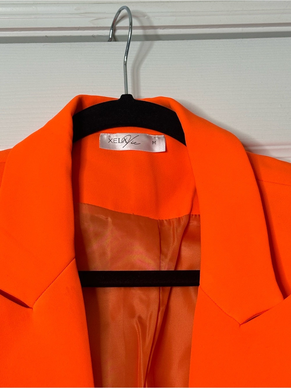 Bold Orange Double-Breasted Blazer with Tailored Fit - Picture 3 of 3